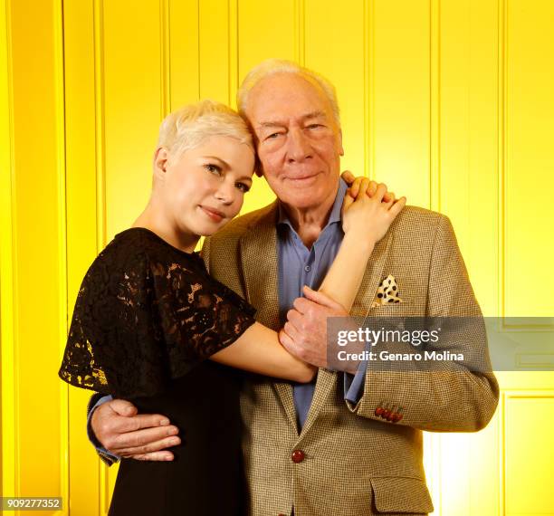 Actors Michelle Williams and Christopher Plummer are photographed for Los Angeles Times on December 16, 2017 in Beverly Hills, California. PUBLISHED...