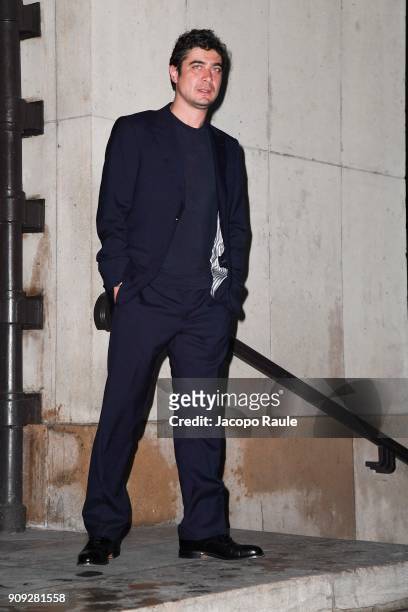 Riccardo Scamarcio is seen arriving at Armani Prive Fashion show during Paris Fashion Week : Haute Couture Spring/Summer 2018 on January 23, 2018 in...