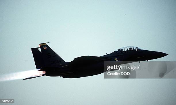 Eagle aircraft takes off on a mission during Operation Desert Shield.