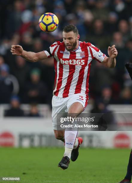 Erik Pieters of Stoke City during the Premier League match between Stoke City and Huddersfield Town at Bet365 Stadium on January 20, 2018 in Stoke on...