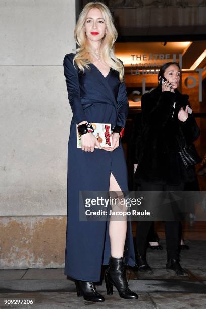 Sabine Getty is seen arriving at Armani Prive Fashion show during Paris Fashion Week : Haute Couture Spring/Summer 2018 on January 23, 2018 in Paris,...