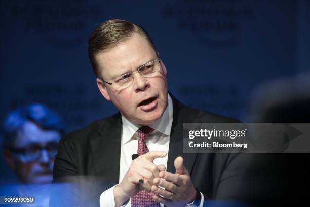 Iain Conn, chief executive officer of Centrica Plc, speaks during a panel session on the opening day of the World Economic Forum in Davos,...