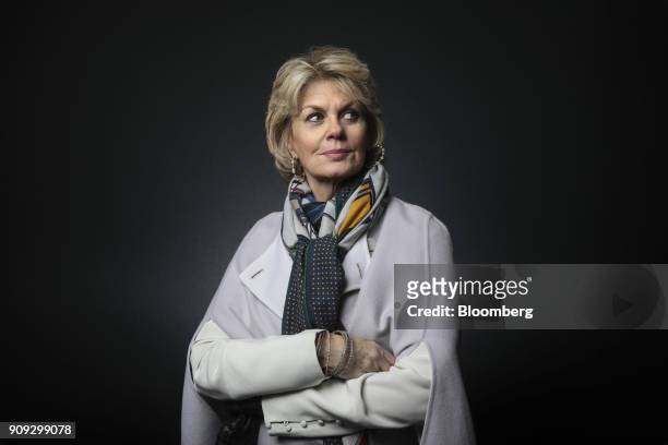 Anne Finucane, co-vice chairman of the Bank of America Corp., poses for a photograph following a Bloomberg Television interview on the opening day of...
