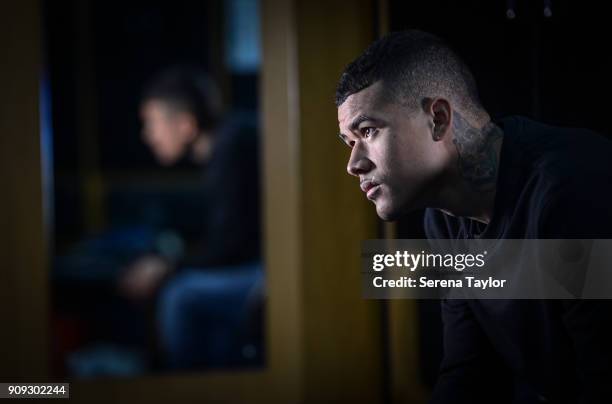 Kenedy during his first interview at the Newcastle United Training Centre on January 23 in Newcastle, England.