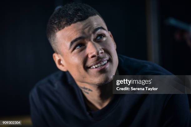 Kenedy during his first interview at the Newcastle United Training Centre on January 23 in Newcastle, England.