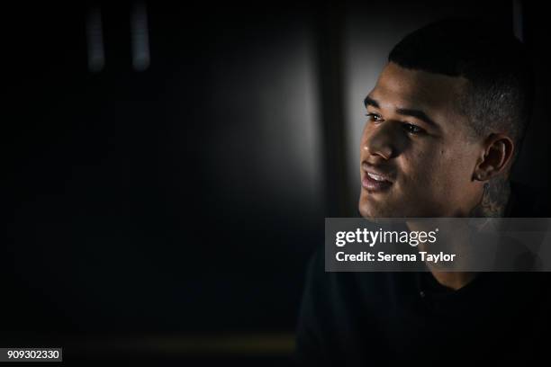 Kenedy during his first interview at the Newcastle United Training Centre on January 23 in Newcastle, England.