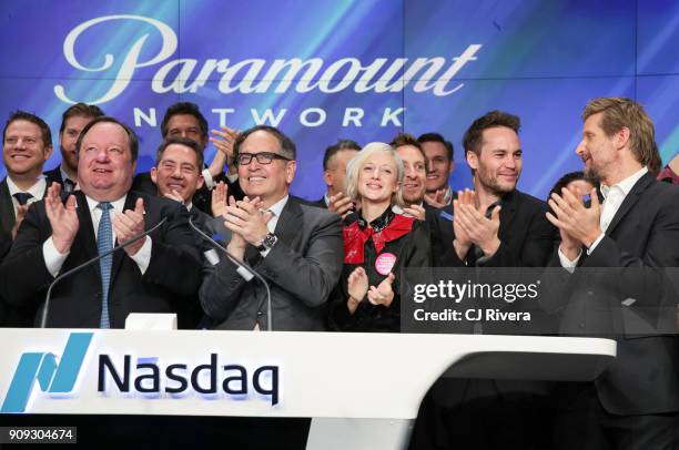 President and CEO of Viacom Inc. Robert M. Bakish, President of Paramount Network Kevin Kay, and the cast of 'Waco' Andrea Riseborough, Taylor...