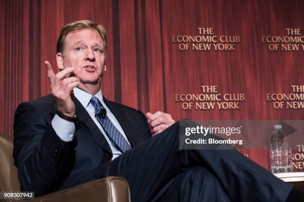 Roger Goodell, commissioner of the National Football League , speaks during an Economic Club of New York event in New York, U.S., on Tuesday, Jan....