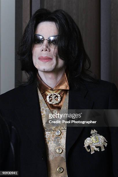 Michael Jackson returns to the courtroom after a break in day 20 of his child molestation trial at the Santa Barbara County Courthouse in Santa...
