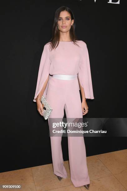 Sara Sampaio attends the Giorgio Armani Prive Haute Couture Spring Summer 2018 show as part of Paris Fashion Week on January 23, 2018 in Paris,...