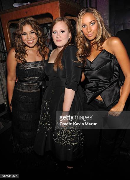 Jordin Sparks, Adele and Leona Lewis backstage at Brooklyn Academy of Music on September 17, 2009 in New York, New York.