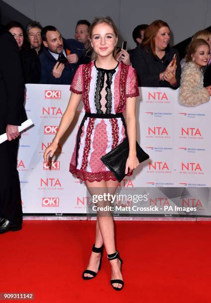 Eden Taylor-Draper attending the National Television Awards 2018 held at the O2 Arena, London.