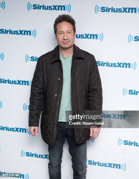 Actor David Duchovny visits the SiriusXM Studios on January 23, 2018 in New York City.