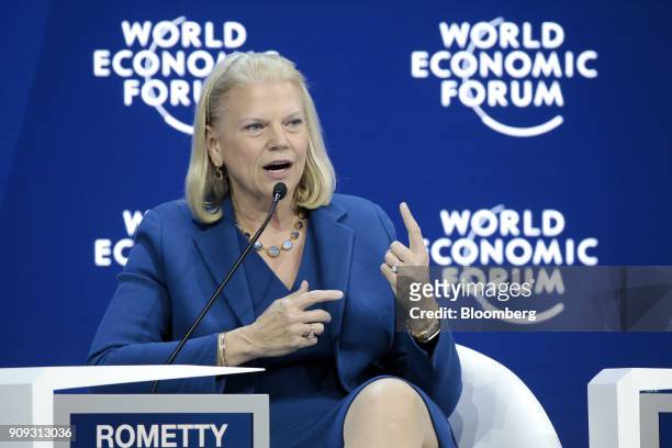 Ginni Rometty, chief executive officer of International Business Machines Corp. And annual meeting co-chair, speaks during a panel session on the...