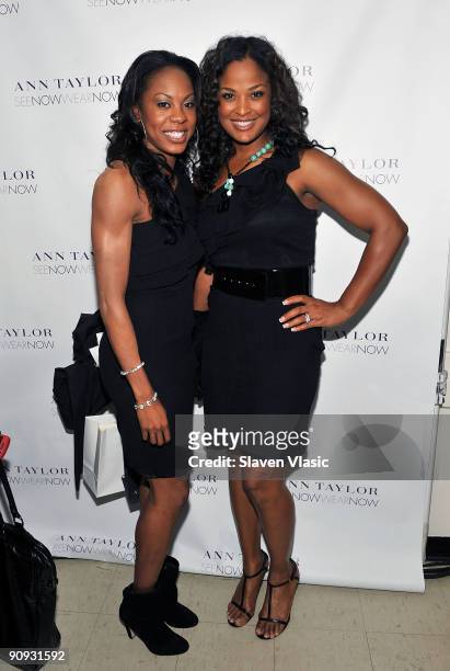 Sanya Richards and Laila Ali attend the Ann Taylor Fall 2009 "See Now, Wear Now" Runway Show at the New York Public Library - Celeste Bartos Forum on...