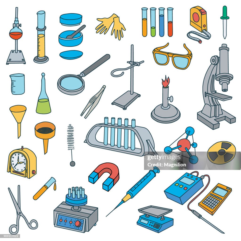 Chemisches Labor Ausrüstung Doodles