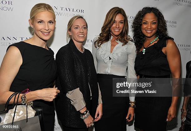 Kelly Rutherford, designer Lisa Axelson, Kelly Bensimon and Laila Ali attend the Ann Taylor Fall 2009 "See Now, Wear Now" Runway Show at the New York...