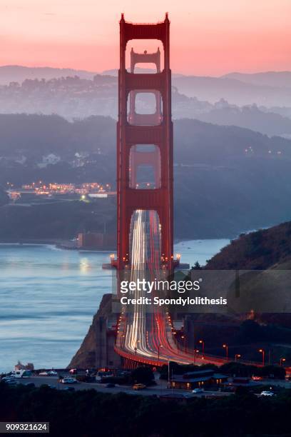 golden gate bridge north side at sunrise - sausalito stock pictures, royalty-free photos & images