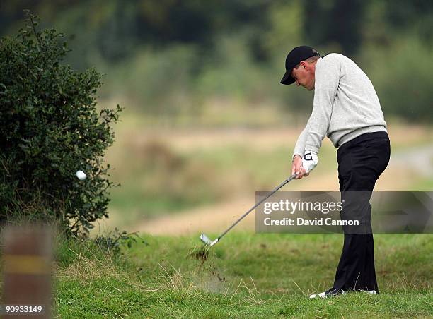 Jon Bevan of England and the Great Britain and Ireland Team at the 9th hole in the morning foursome matches at The Carrick on Loch Lomond on...