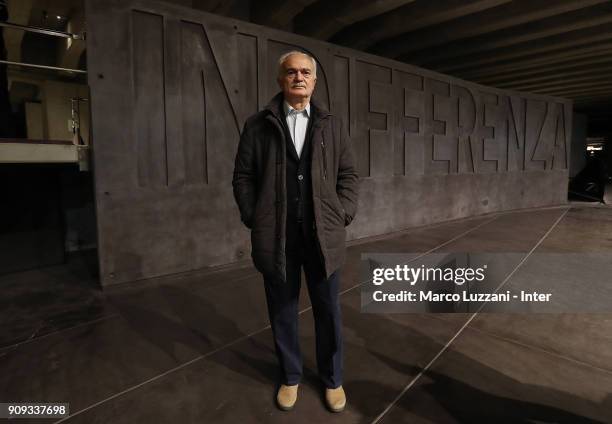 Sandro Mazzola visits The Holocaust Memorial at Stazione Centrale on January 23, 2018 in Milan, Italy.