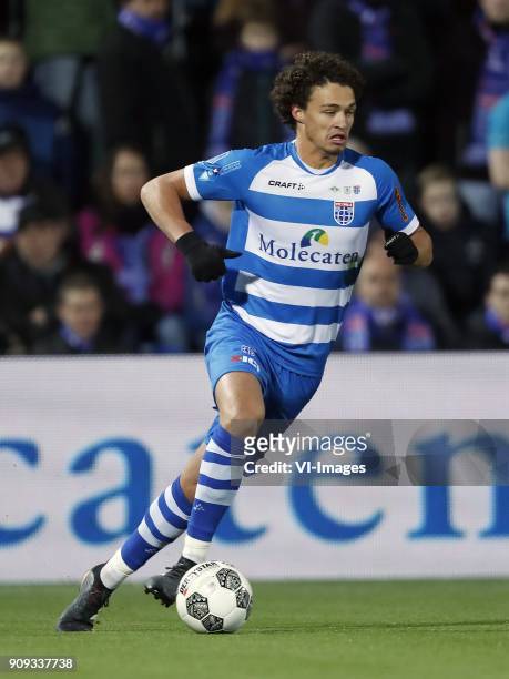 Phillipe Sandler of PEC Zwolle during the Dutch Eredivisie match between PEC Zwolle and NAC Breda at the MAC3Park stadium on January 20, 2018 in...