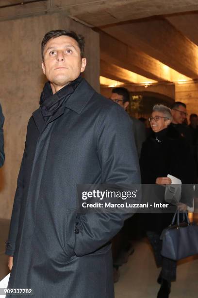 Vice President of FC Internazionale Javier Zanetti visits The Holocaust Memorial at Stazione Centrale on January 23, 2018 in Milan, Italy.