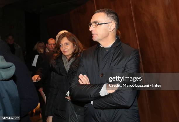 Giuseppe Bergomi visits The Holocaust Memorial at Stazione Centrale on January 23, 2018 in Milan, Italy.