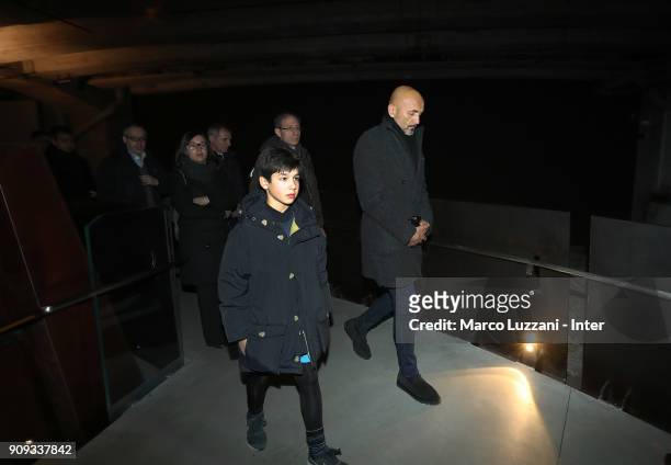 Internazionale coach Luciano Spalletti visits The Holocaust Memorial at Stazione Centrale on January 23, 2018 in Milan, Italy.