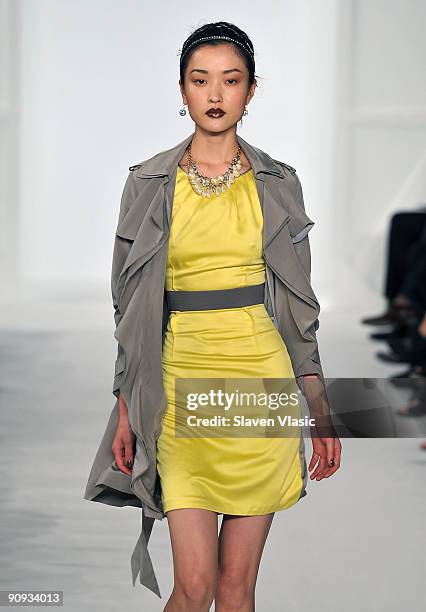 Model walks the runway during the Ann Taylor Fall 2009 "See Now, Wear Now" Runway Show at the New York Public Library - Celeste Bartos Forum on...