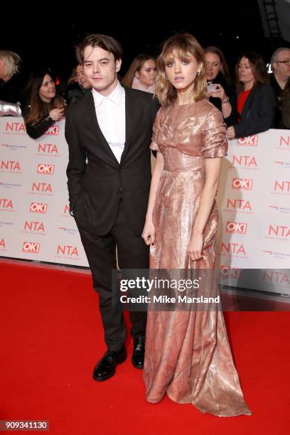 Natalia Dyer and Charlie Heaton attend the National Television Awards 2018 at The O2 Arena on January 23, 2018 in London, England.