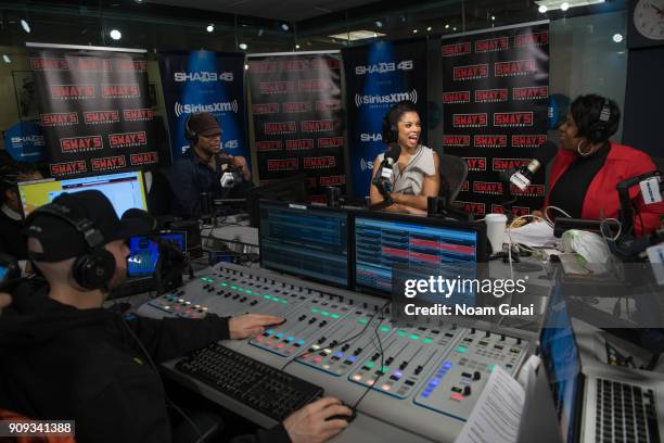 Actress Susan Kelechi Watson visits 'Sway in the Morning' on Eminem's Shade 45 at the SiriusXM Studios on January 23, 2018 in New York City.