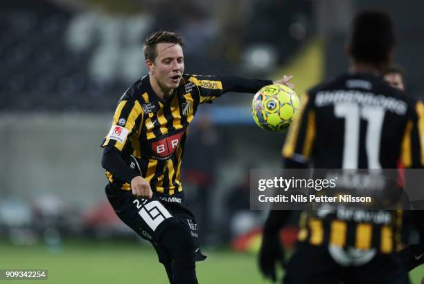 Viktor Lundberg of BK Hacken during the pre-season friendly match between BK Hacken and Utsiktens BK at Bravida Arena on January 23, 2018 in...