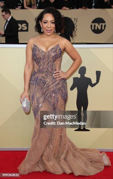 Selenis Leyva arrives at the 24th Annual Screen Actors Guild Awards at The Shrine Auditorium on January 21, 2018 in Los Angeles, California.