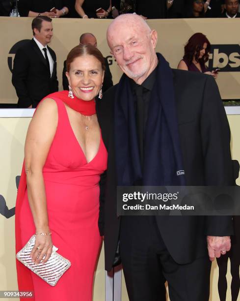 Gennera Banks and Jonathan Banks arrive at the 24th Annual Screen Actors Guild Awards at The Shrine Auditorium on January 21, 2018 in Los Angeles,...