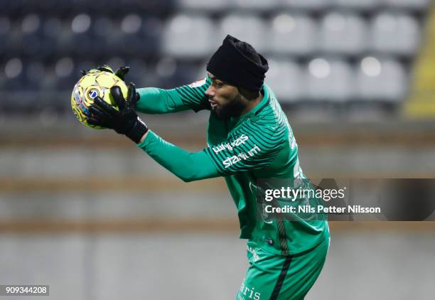 Jonathan Rasheed of BK Hacken during the pre-season friendly match between BK Hacken and Utsiktens BK at Bravida Arena on January 23, 2018 in...