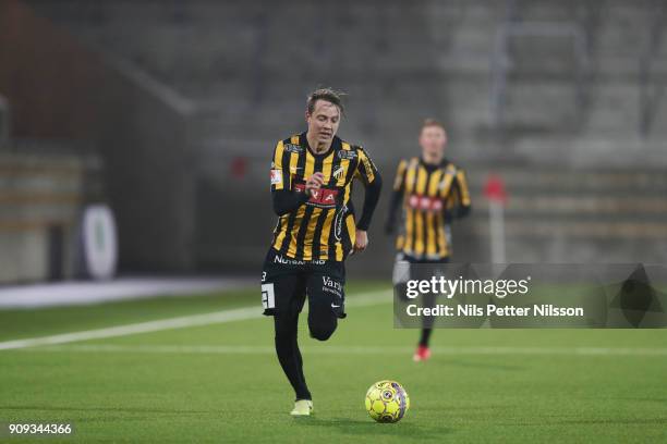 Viktor Lundberg of BK Hacken during the pre-season friendly match between BK Hacken and Utsiktens BK at Bravida Arena on January 23, 2018 in...