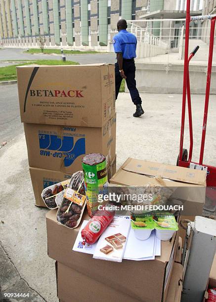Food packages of French Islamic relief organisation "Secours islamique" are prepared to be distributed to prisoners during Ramadan on September 17,...