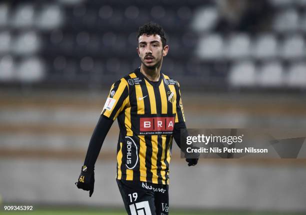 Daleho Irandust of BK Hacken during the pre-season friendly match between BK Hacken and Utsiktens BK at Bravida Arena on January 23, 2018 in...