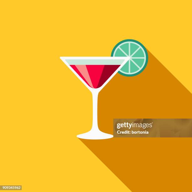 restaurant-flat-design-bar-symbol mit seite schatten - martini stock-grafiken, -clipart, -cartoons und -symbole