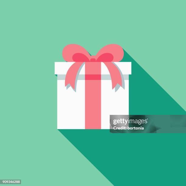 wedding flat design gift icon with side shadow - gift box stock illustrations