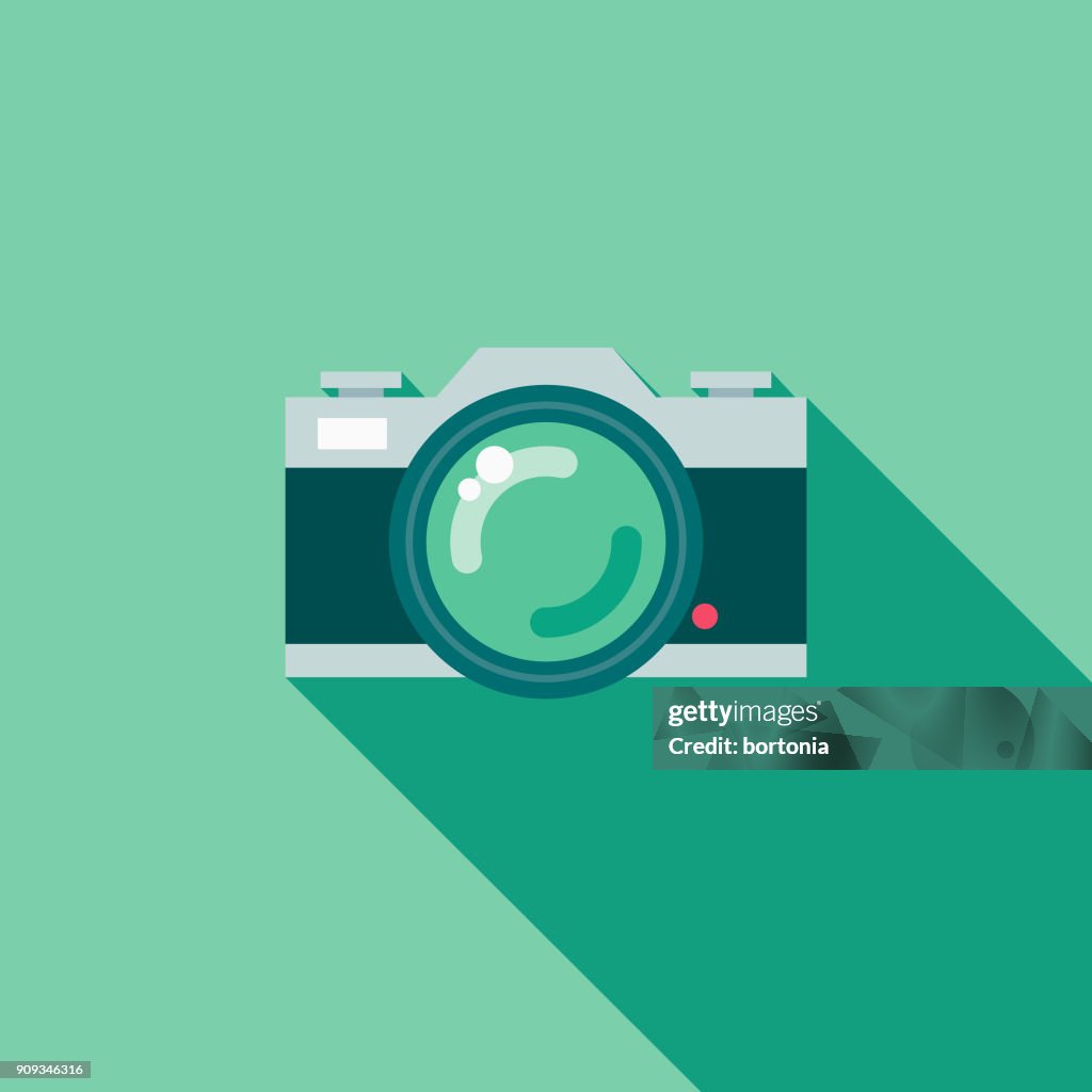 Wedding Flat Design Photography Icon with Side Shadow