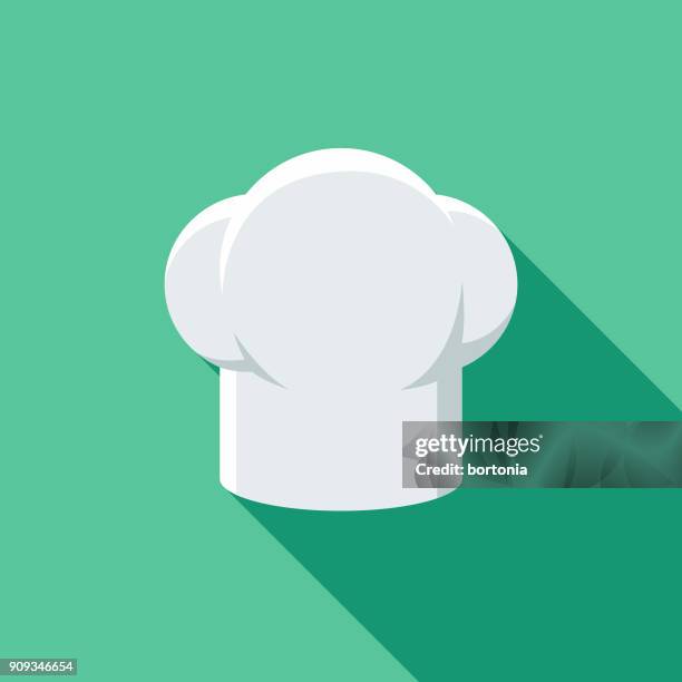 ilustraciones, imágenes clip art, dibujos animados e iconos de stock de del restaurante plana diseño chef sombrero icono con sombra lateral - chef