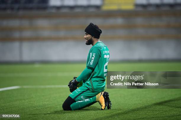 Jonathan Rasheed of BK Hacken during the pre-season friendly match between BK Hacken and Utsiktens BK at Bravida Arena on January 23, 2018 in...