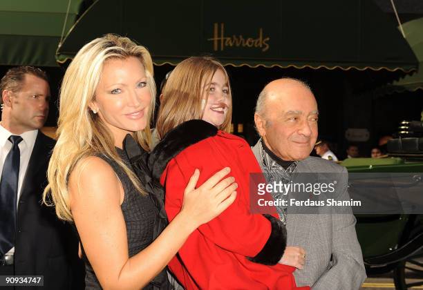 Kirsty Howard poses with Caprice and Mohamed Al-Fayed at Harrods during her 14th birthday celebrations on September 18, 2009 in London, England.
