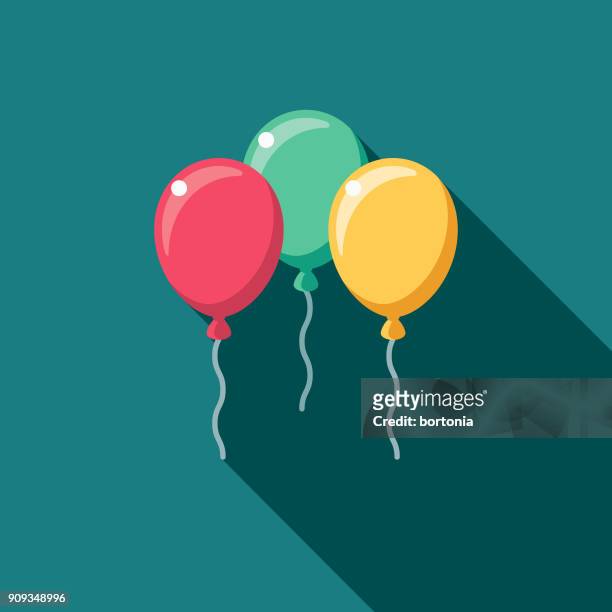 wedding flat design balloons icon with side shadow - party balloons stock illustrations