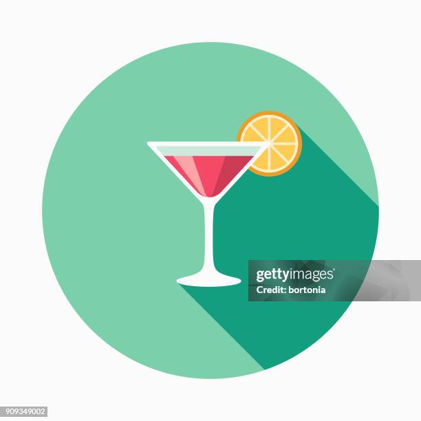 hochzeit-flat-design-bar-symbol mit seite schatten - martini stock-grafiken, -clipart, -cartoons und -symbole
