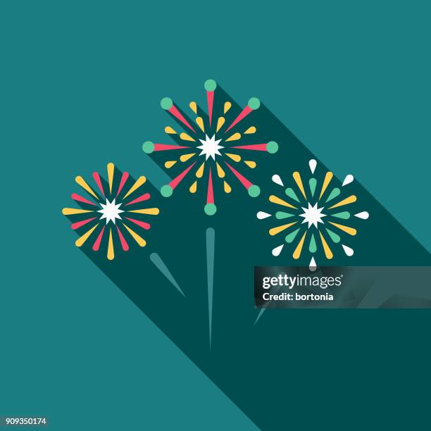 wedding flat design fireworks icon with side shadow - wedding lights stock illustrations