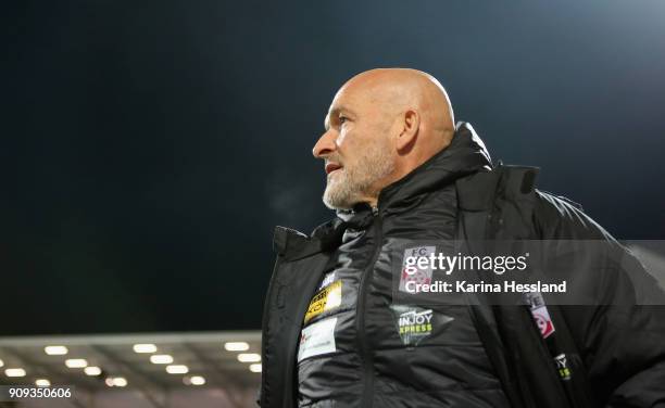 Headcoach Stefan Emmerling of Erfurt during the 3.Liga match between FC Rot Weiss Erfurt and 1.FC Magdeburg at Arena Erfurt on January 22, 2018 in...