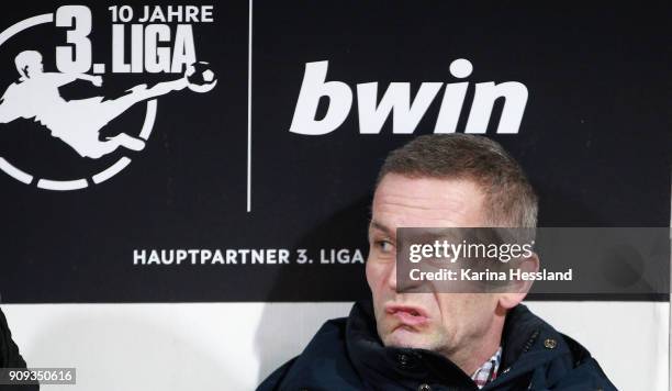 Manager Mario Kallnik of Magdeburg during the 3.Liga match between FC Rot Weiss Erfurt and 1.FC Magdeburg at Arena Erfurt on January 22, 2018 in...