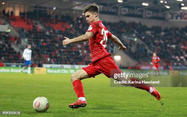 Bastian Kurz of Erfurt during the 3.Liga match between FC Rot Weiss Erfurt and 1.FC Magdeburg at Arena Erfurt on January 22, 2018 in Erfurt, Germany.